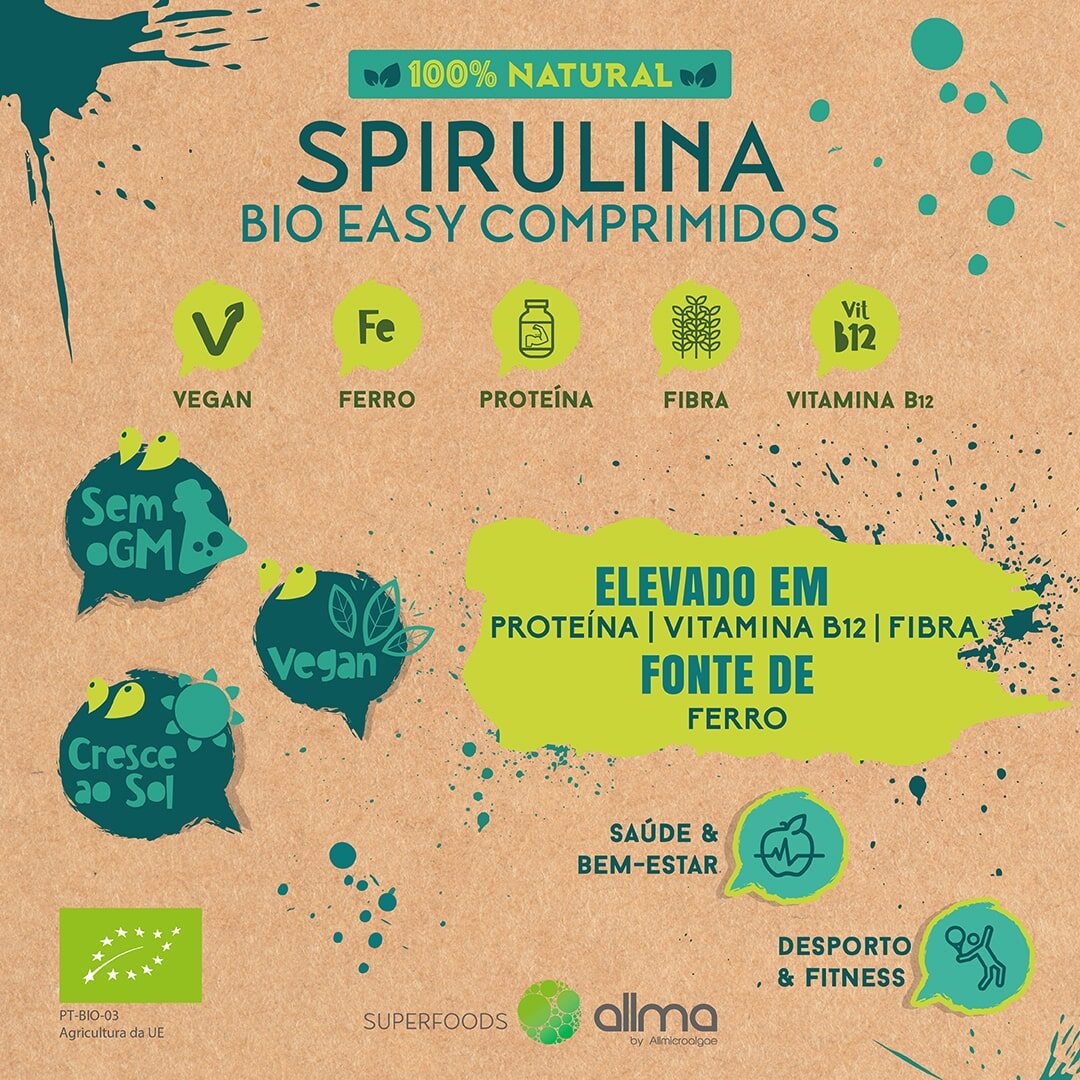 Etichetta delle compresse di Spirulina biologica